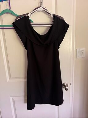 Charles Henry Black Off-Shoulder Mini Dress